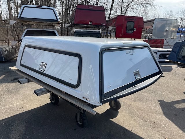 White truck cap with black trim for RAM 1500 OBS 76".