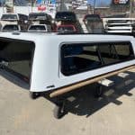 Summit white truck cap for Chevy HD 98" with tinted windows and aerodynamic design.