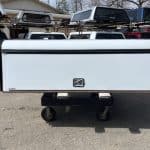 White utility truck bed for Ford SD 81" with storage compartments.