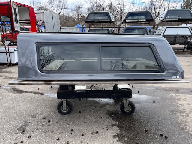 Gray truck bed cap with tinted window for Ford F150 79".