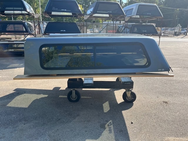 G9K Satin Steel Gray truck cap for Chevy 1500 with window.