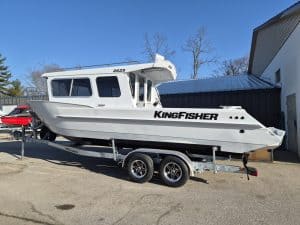KingFisher boat on trailer at Camp & Cruise.