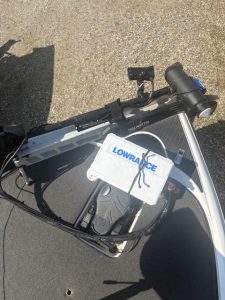 Bicycle handlebar and electronic gear at Camp and Cruise.