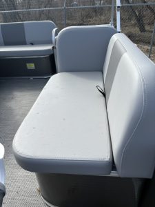Comfortable boat bench seat on the 2022 Paddle King LoPro Cruiser.