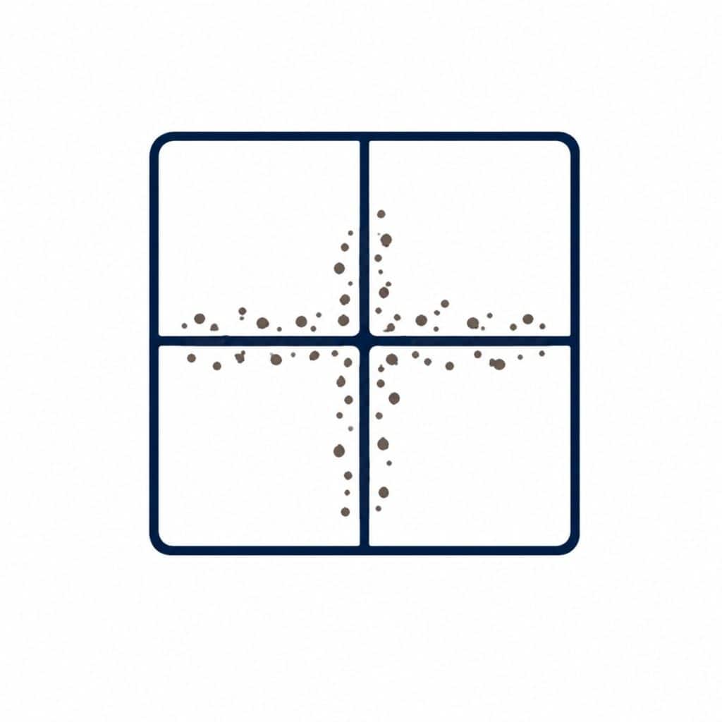 Simple illustration of a tiled surface with grout lines and dirt spots.