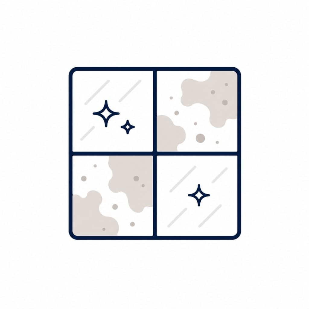 Illustration of a clean window with sparkling and smudged areas.