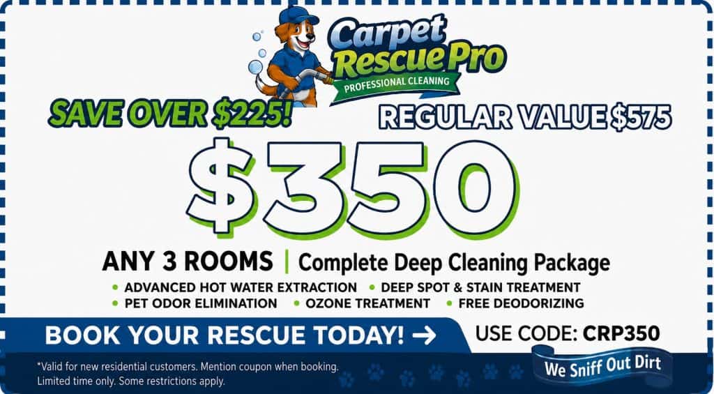 Carpet Rescue Pro professional carpet cleaning service special offer.