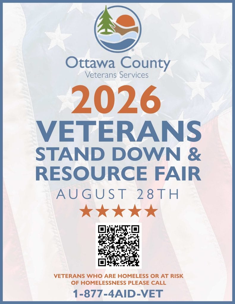 Ottawa County Veterans Services 2026 Stand Down & Resource Fair poster.