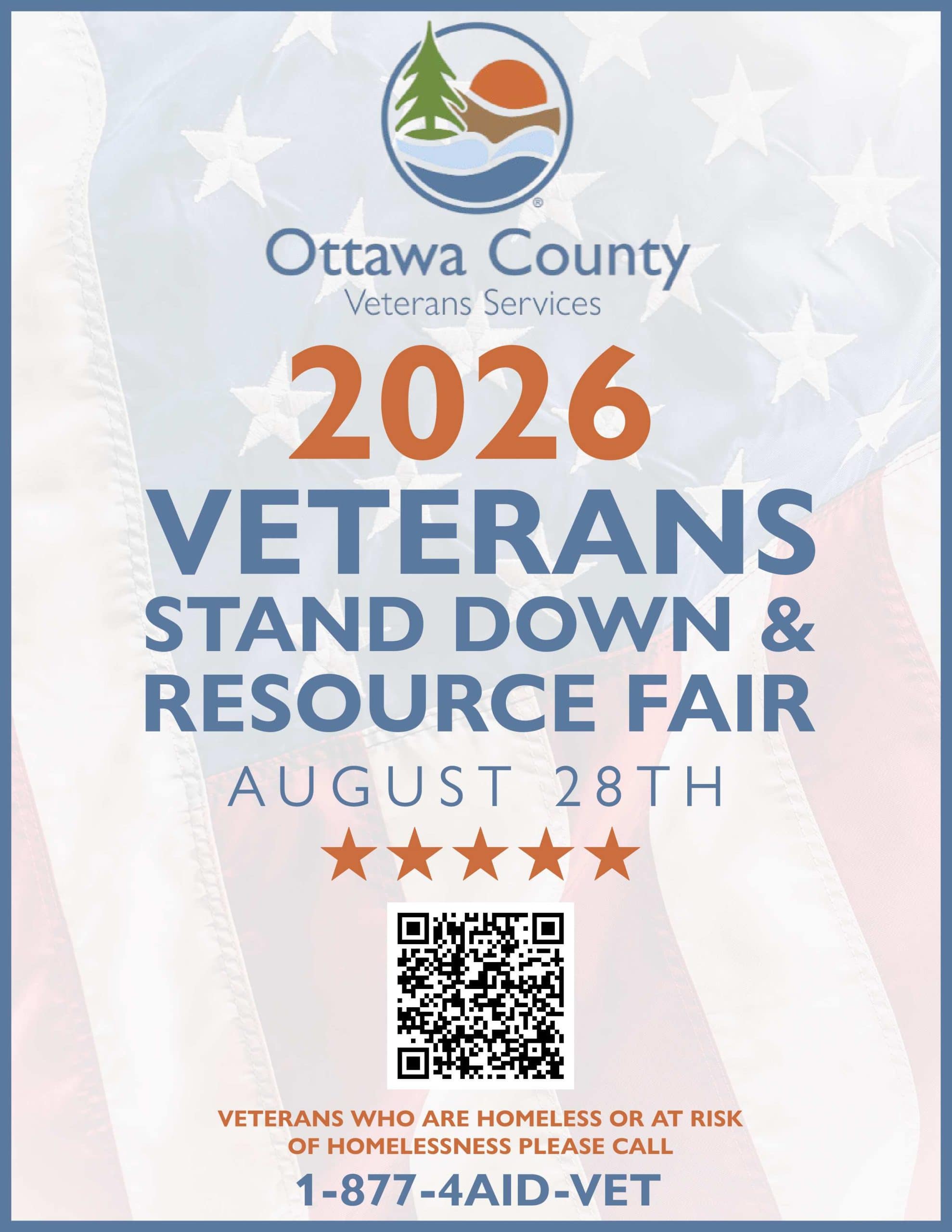 Ottawa County Veterans Services 2026 Stand Down & Resource Fair poster.