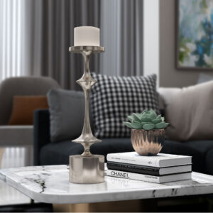 Silver Pillar Candle Holder