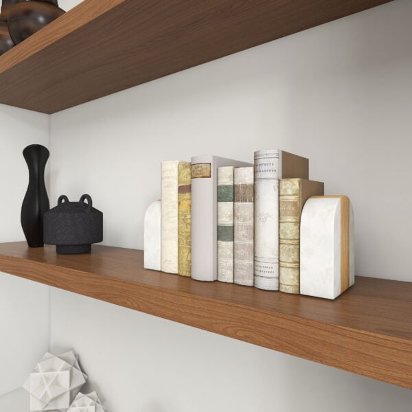 Marble Bookends with Wood Inlay II