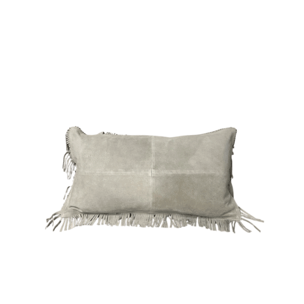 Bone Fringe Suede Lumbar Pillow