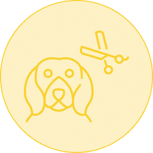 skilled trimming circle icon yellow