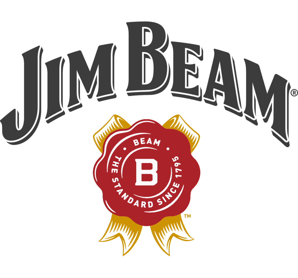Jim Beam logo featuring red wax seal and gold ribbon.