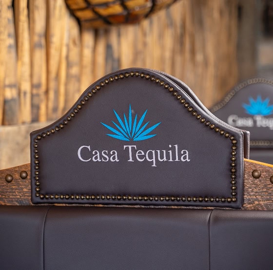 Casa Tequila restaurant sign with blue agave logo in Chicago.