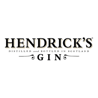 Hendrick's Gin logo on a dark background, emphasizing premium Scottish gin.