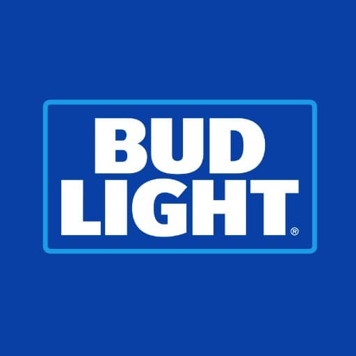 Bud Light logo on blue background, simple and recognizable design.