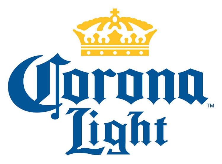 Corona Light logo with crown and text.