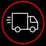 Delivery truck icon representing logistics and shipping services.