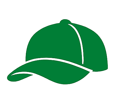 Green outline of a baseball cap on a vibrant green background, ideal for branding and promotional us.