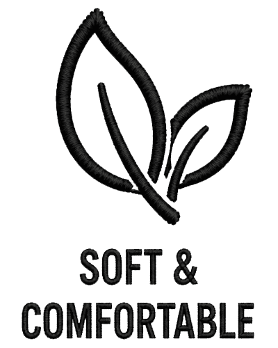 Soft and comfortable leaf icon representing eco-friendly and natural products.