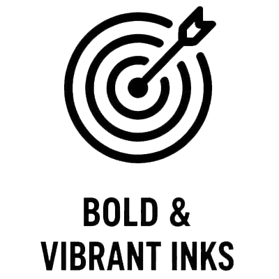 Bold and vibrant ink design with a target and arrow, emphasizing branding and marketing strategies.