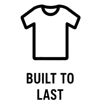 Durable T-shirt with "Built to Last" slogan, ideal for everyday wear.