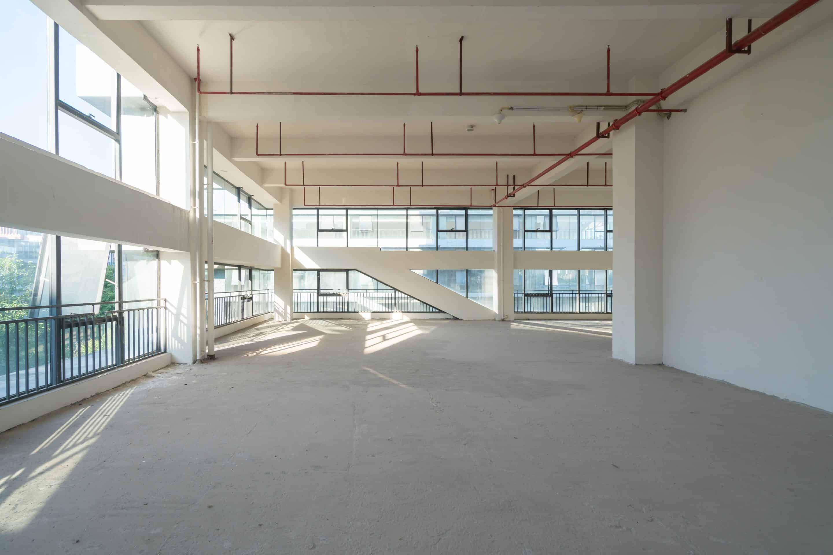 Undecorated interior space of office building