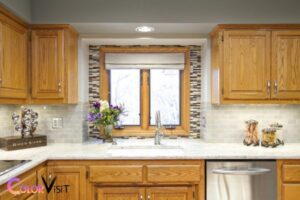 what color countertops with honey oak cabinets and white appliances