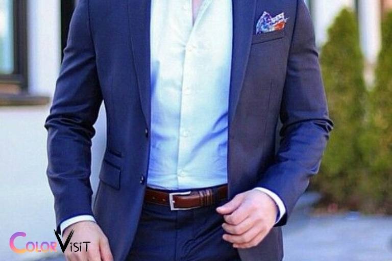 what color belt with blue suit