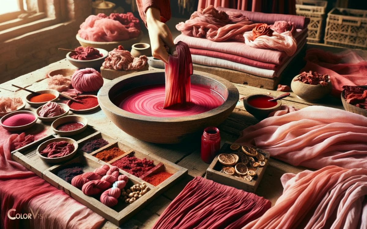 Dyeing Fabric in Rose Red