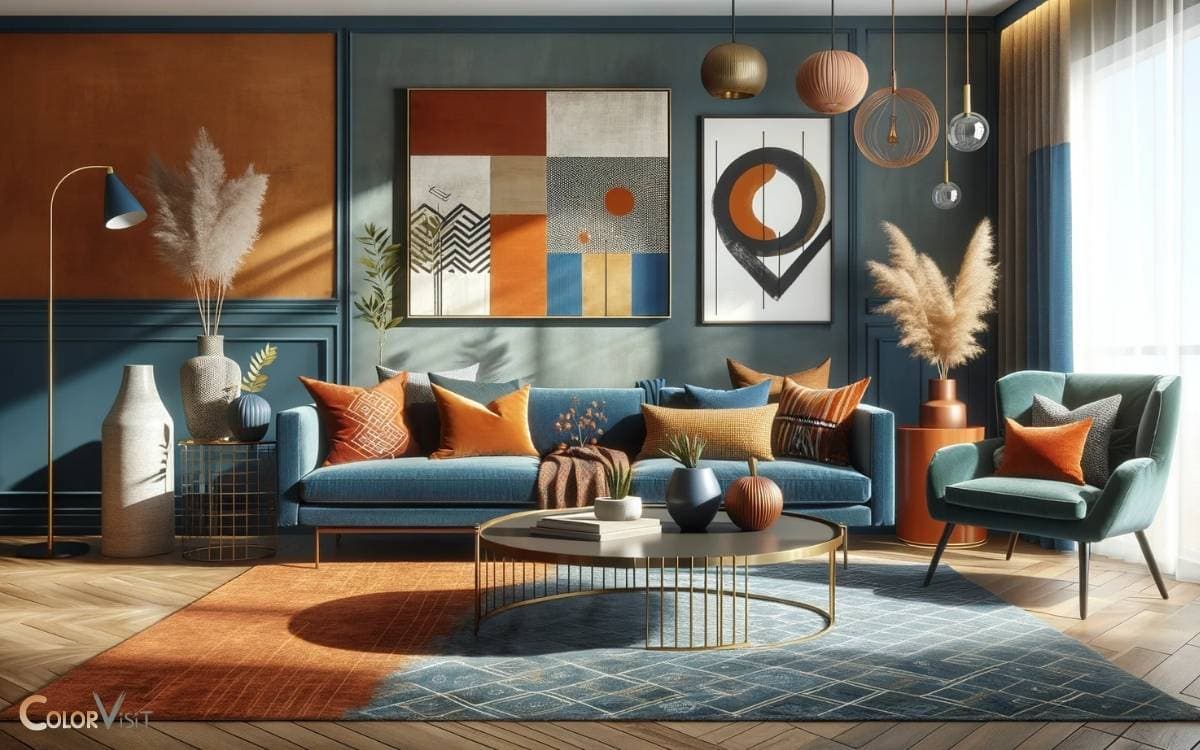 burnt orange and blue color scheme