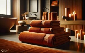 burnt orange colored bath towels