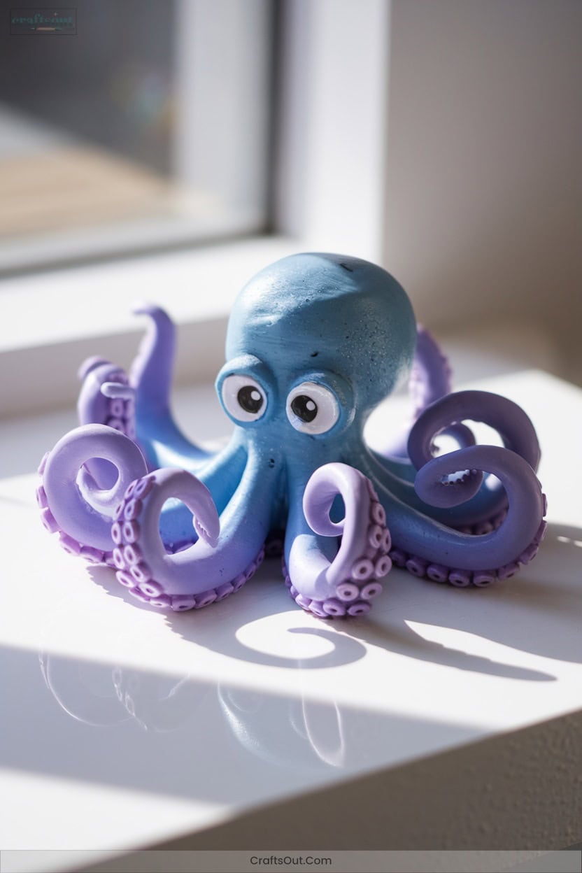 1 Playful Polymer Clay Octopus Figurine