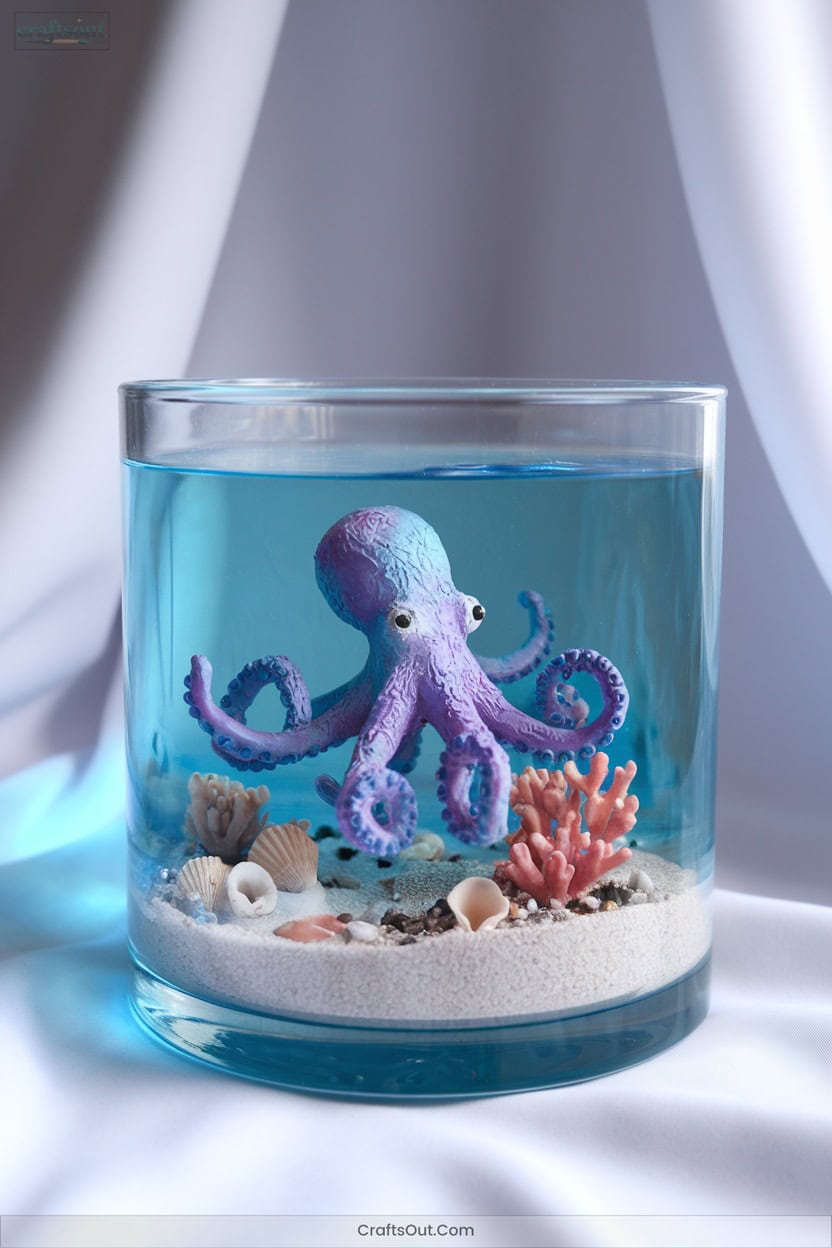 7 Ocean Scene Diorama Featuring A Clay Octopus