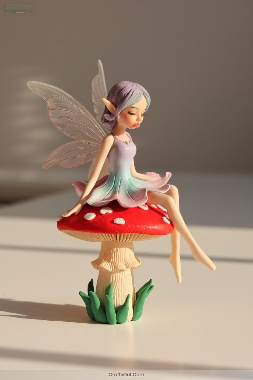 9 Mushroom Top Fairy Seated On A Toadstool