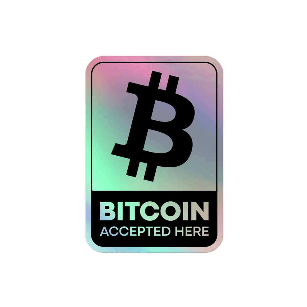 kiss cut holographic stickers grey 4x4 front 646ccd17f0630 - Bitcoin Accepted Here V2 Holographic stickers
