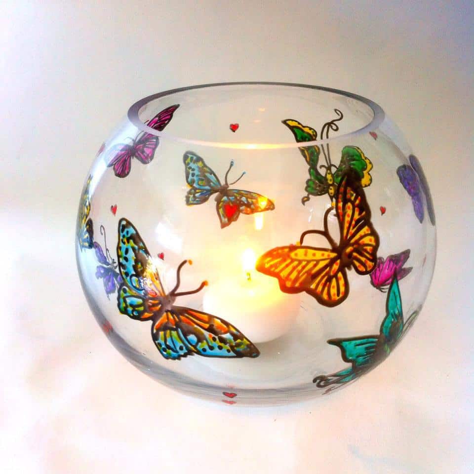 hand painted tea light holder