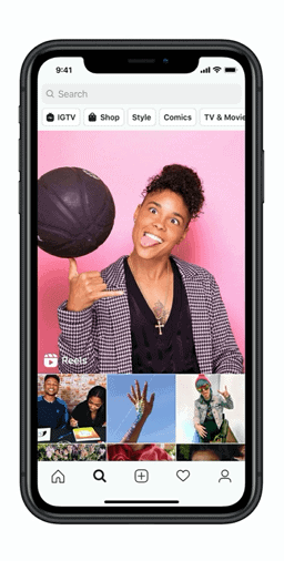 Explore tab on instagram reels