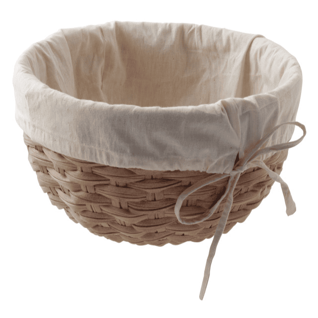 Ciotola polyrattan con fodera cotone radici cm.30x18h