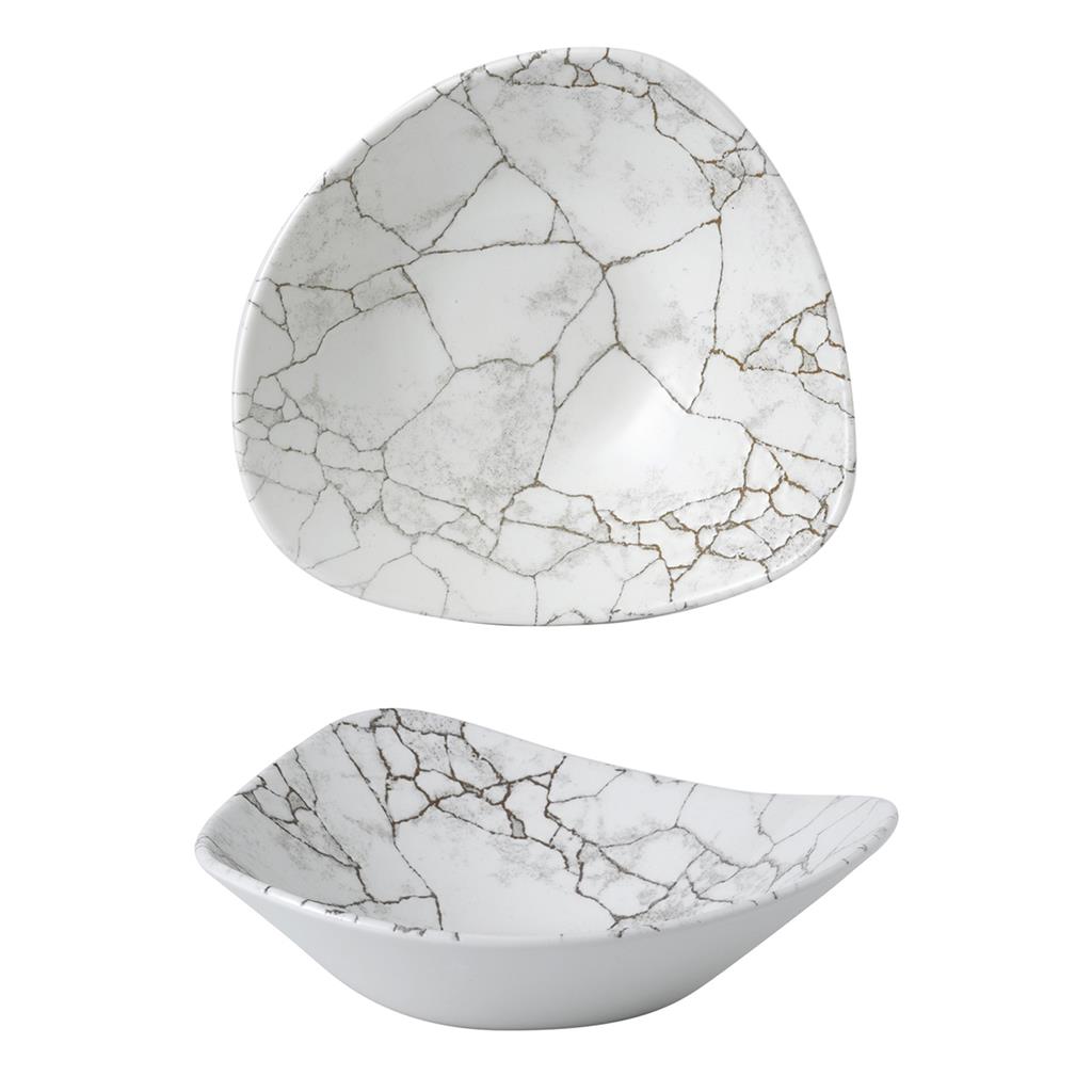 Coppa triangolare kintsugi agate grey cm.23,5