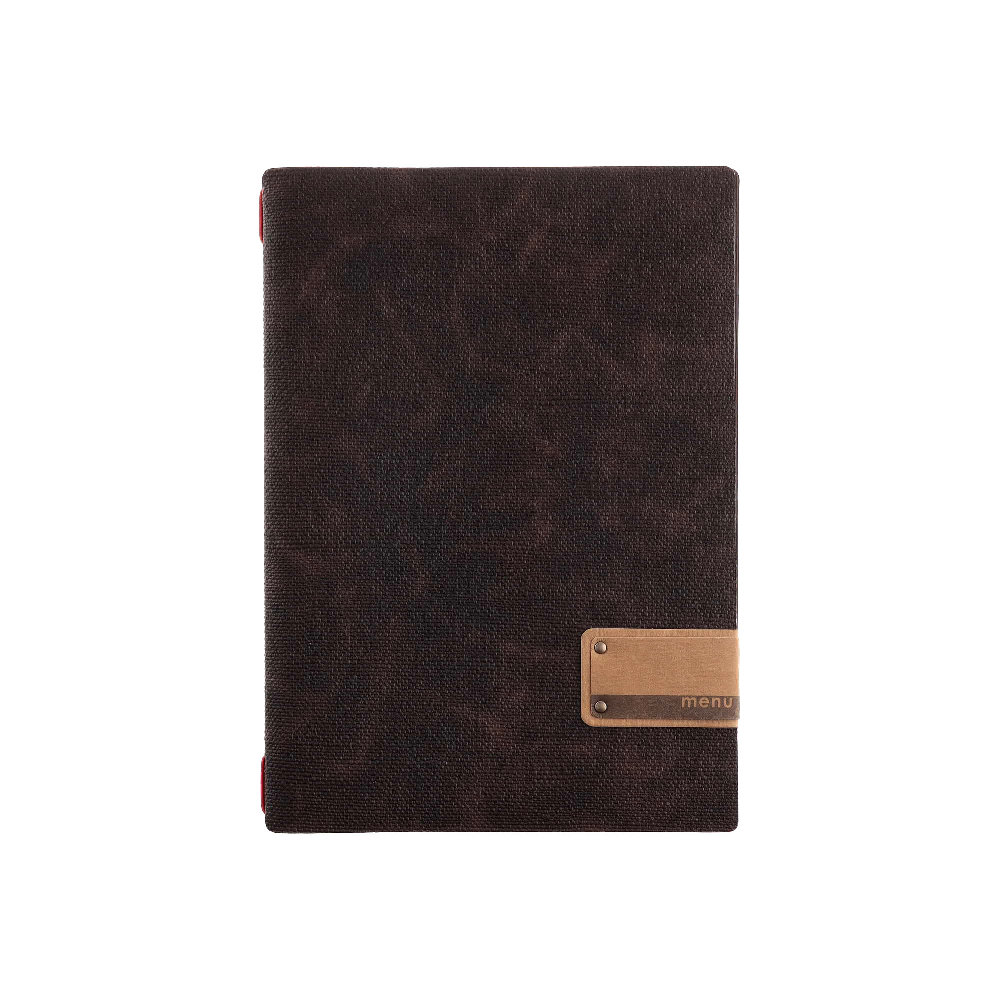 Porta menu juta marrone etichetta patch a4 solo elastico
