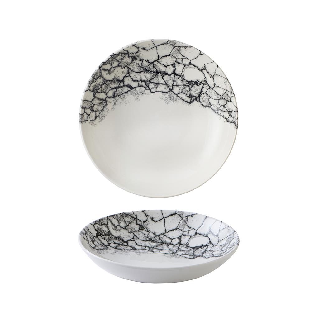 Piatto fondo bowl coupe kintsugi accents quartz black cm.18,2