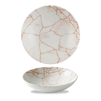 Piatto fondo bowl coupe kintsugi coral cm.18,2