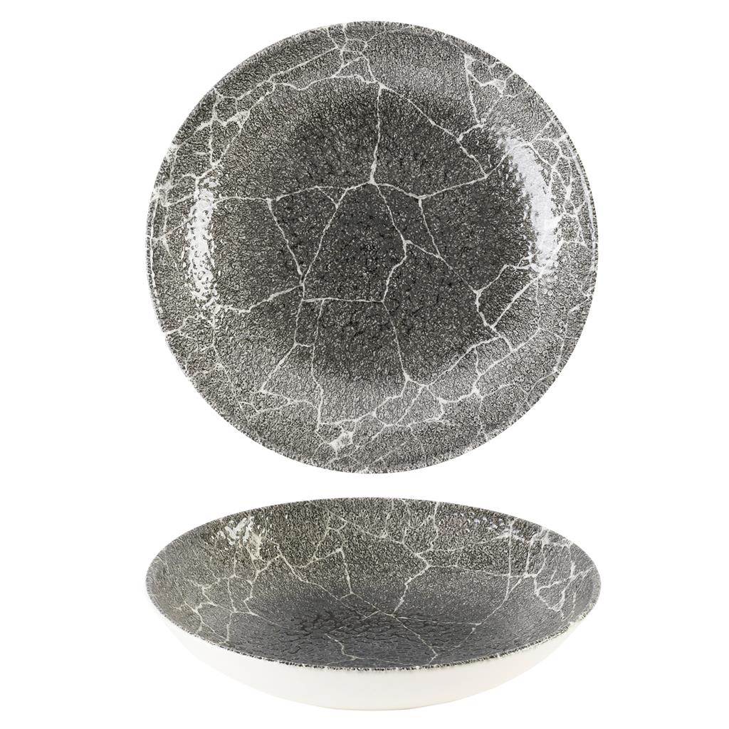 Piatto fondo bowl coupe kintsugi reverse quartz black cm.24,8