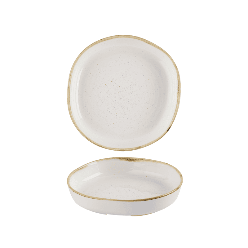 Piatto fondo organic walled stonecast barley white cm.23