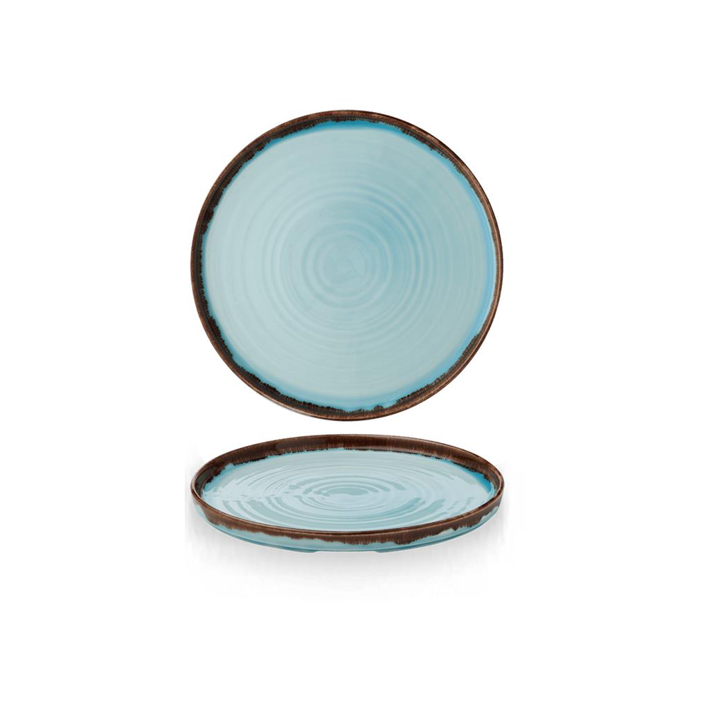 Piatto piano walled harvest turquoise cm.26