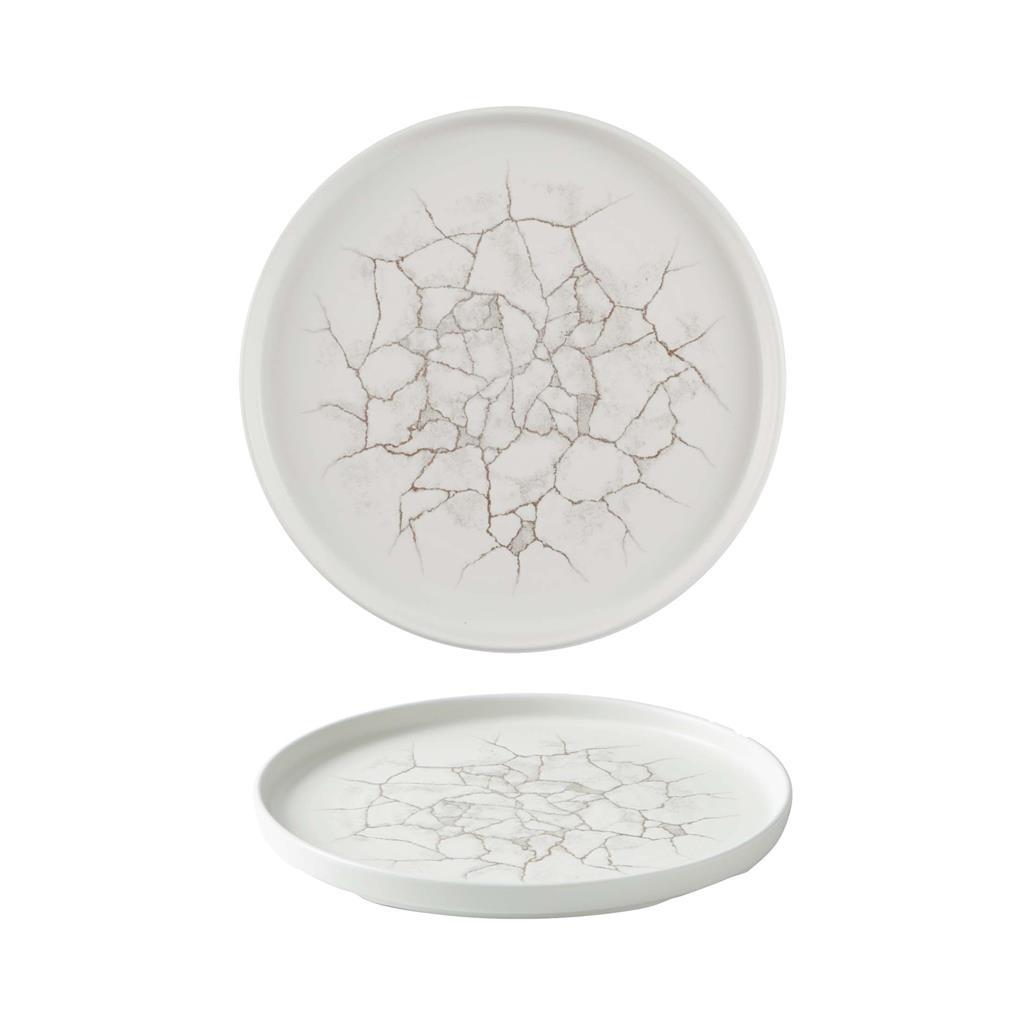 Piatto piano walled kintsugi agate grey cm.26