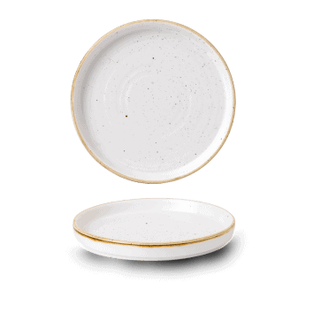 Piatto piano walled stonecast barley white cm.15,7