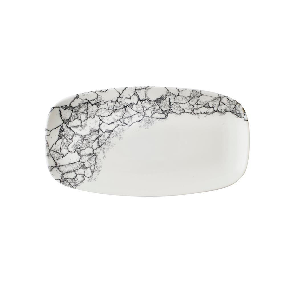 Piatto rettangolare oblong chef kintsugi accents quartz black cm.29,8×15,3